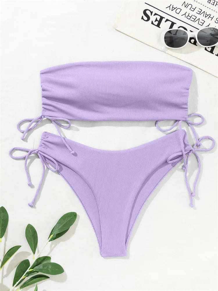 Front view of solid push-up Brazilian bikini with cheeky cut bottoms gray 