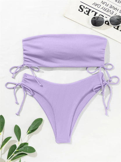 Front view of solid push-up Brazilian bikini with cheeky cut bottoms gray 
