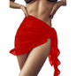 red view of the ruffle bikini cover up short skirt sarong       
