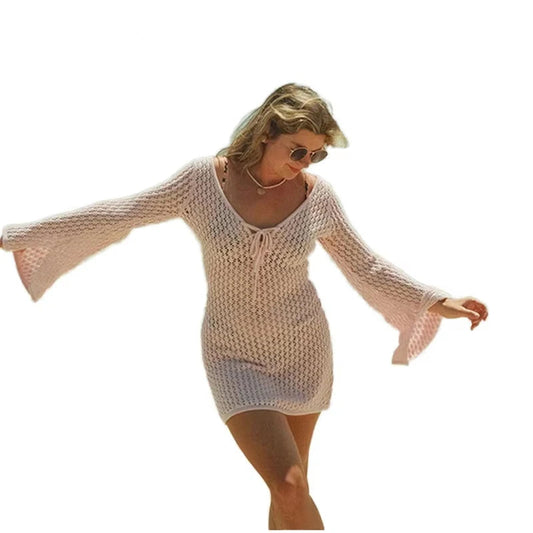 Sexy backless mesh beach dress summer women’s swim cover-up
