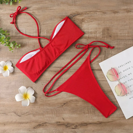 Front view of sexy two-piece bikini swimsuit for women 