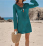 Sexy crochet knit mini beach dress women’s bikini cover-up 