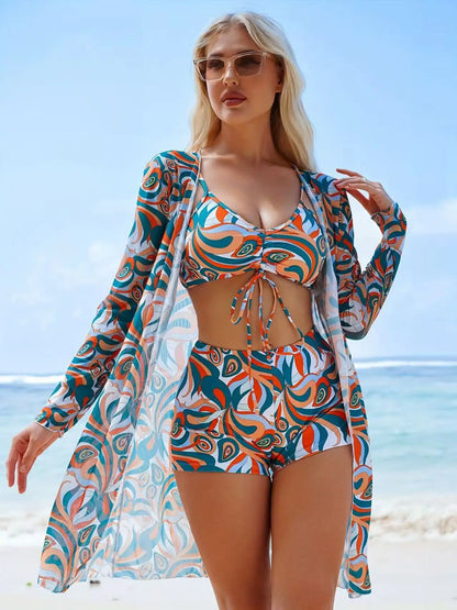 Close-up of swim fabric in Women's Siren Splash Tankini Set