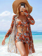 Siren Splash Three-Piece Set styled with sunglasses and hat for beach chic