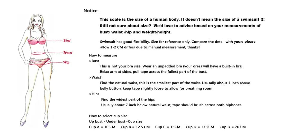 the size chart shows the bikini-lov-swimdress-detail