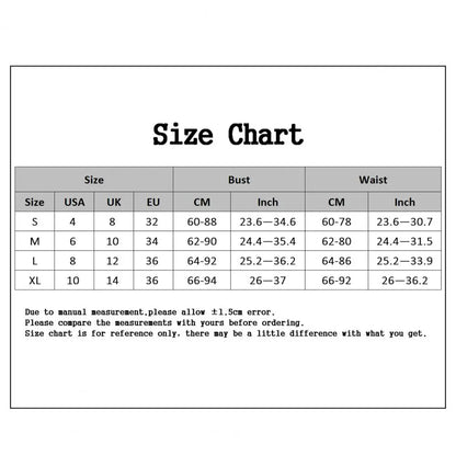 the size chart shows the Bikini Lov beachwear -Minimalist swim set