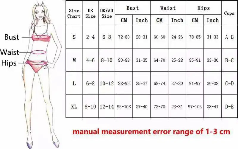 the size chart shows the Cikini floral halter bikini with mid-rise bottoms 