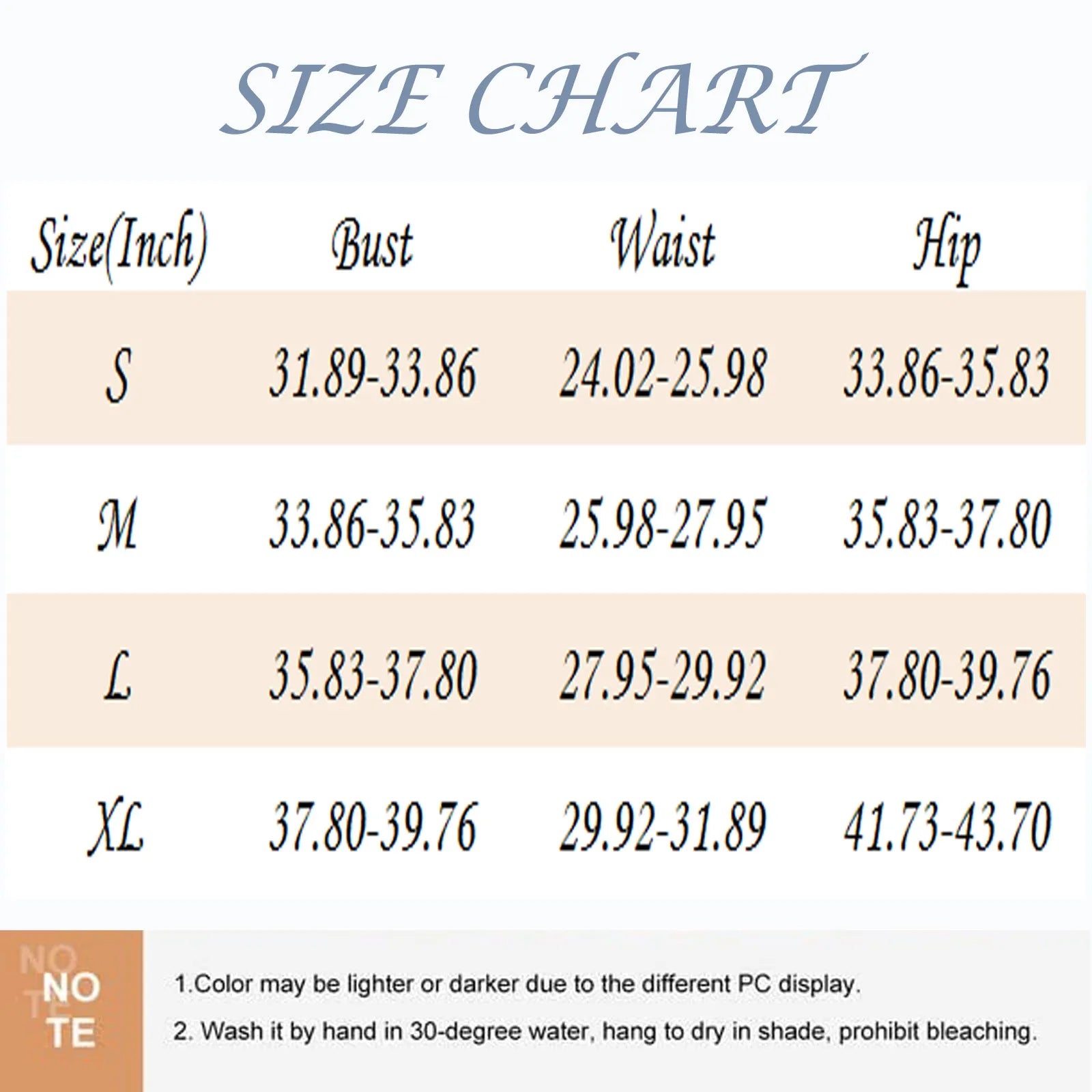 size chart for the Four-piece-mesh-bikini-cover-up