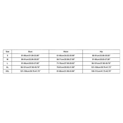 the size chart shows the V-Neck One-Piece Swimsuit for Women