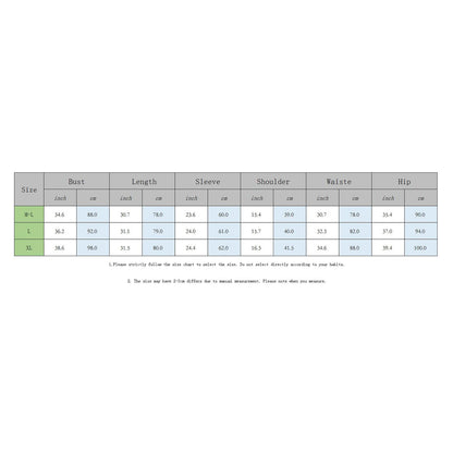 size chart for the boho-tie-knit-coverup