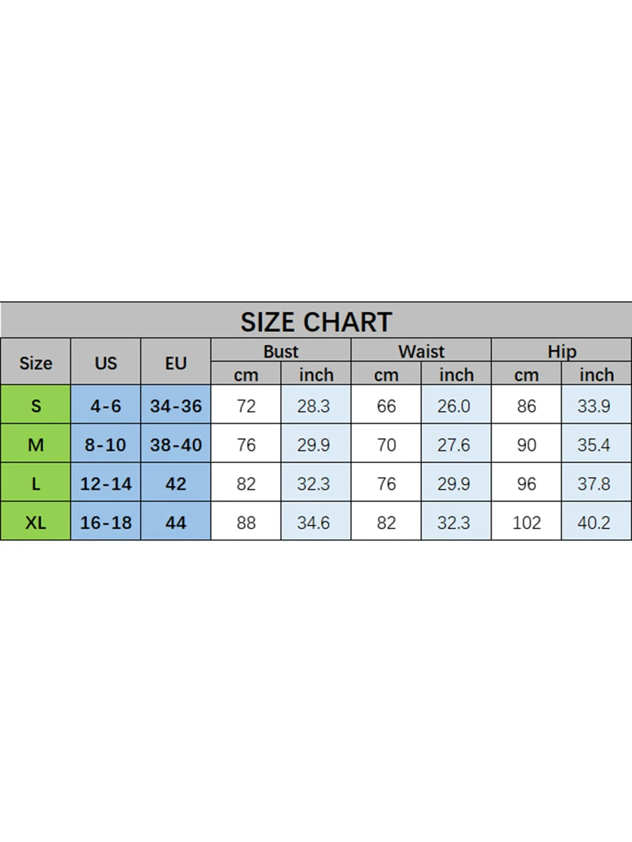the size chart shows the Sexy two-piece swimsuit