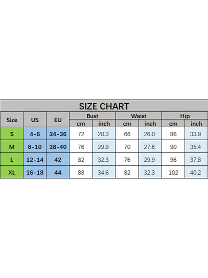 the size chart shows the Sexy two-piece swimsuit