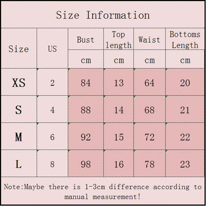 size information for the  Tidal Glow Bikini Set