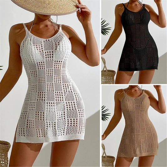 Sleeveless crochet beach dress women’s swimsuit cover-up all colors 
