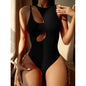 Minimalist solid color one-shoulder swimsuit
