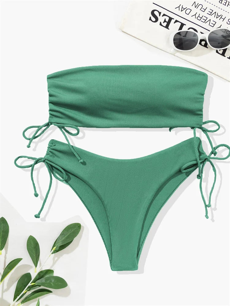 Front view of solid push-up Brazilian bikini with cheeky cut bottoms dark gray