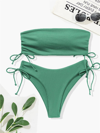 Front view of solid push-up Brazilian bikini with cheeky cut bottoms dark gray