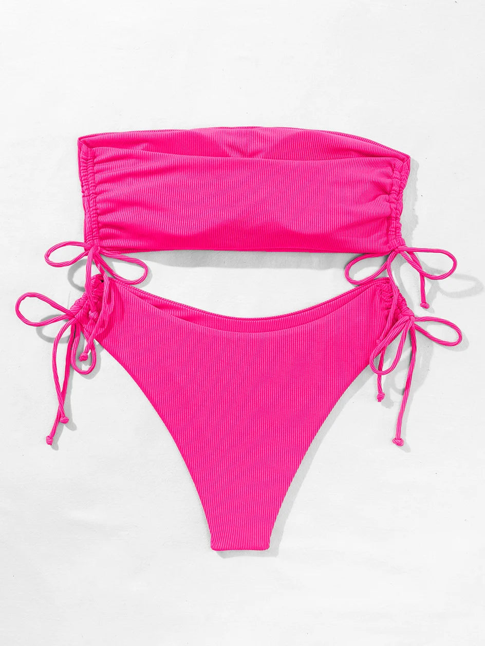 Front view of solid push-up Brazilian bikini with cheeky cut bottoms