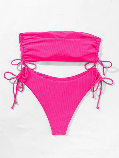 Front view of solid push-up Brazilian bikini with cheeky cut bottoms