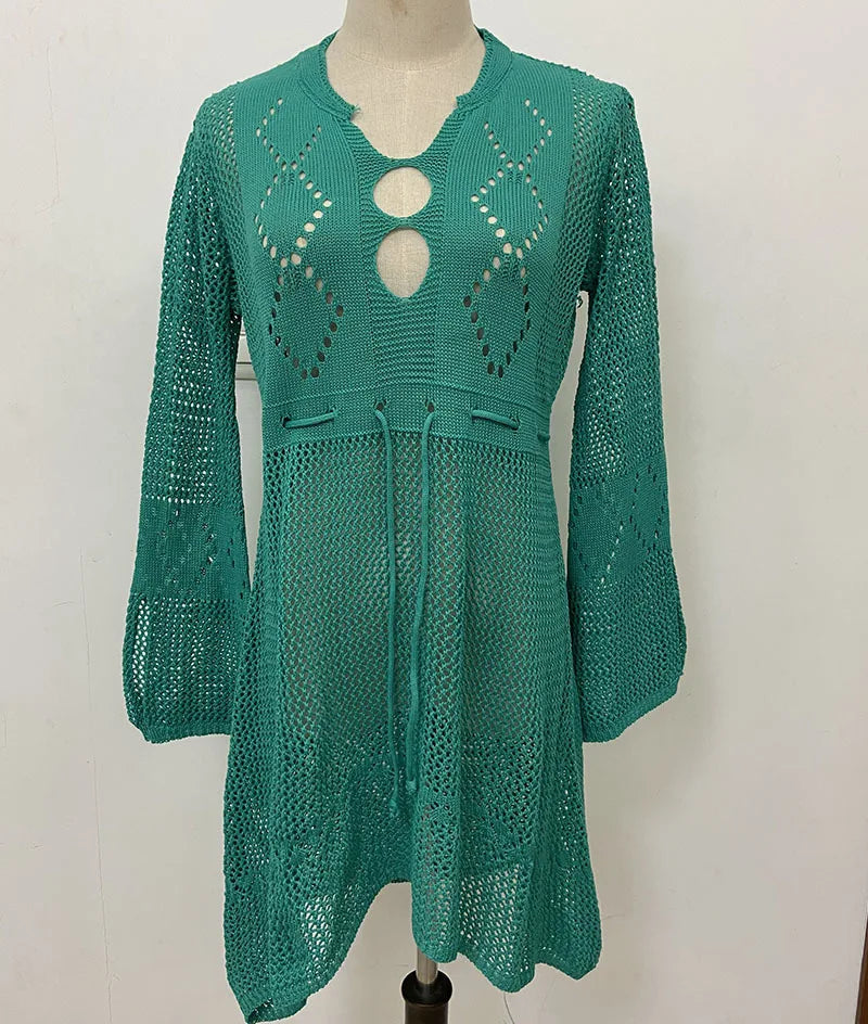Stylish knitted mesh beach dress women’s cover-up