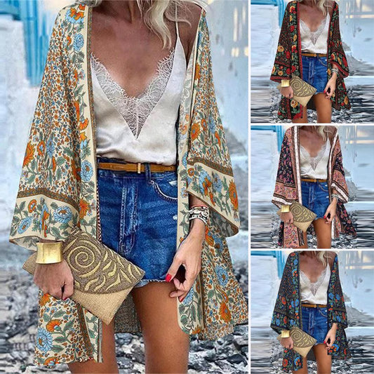 Front view of Women's Sunlit Sheer Long Cardigan Beach Cover-Up