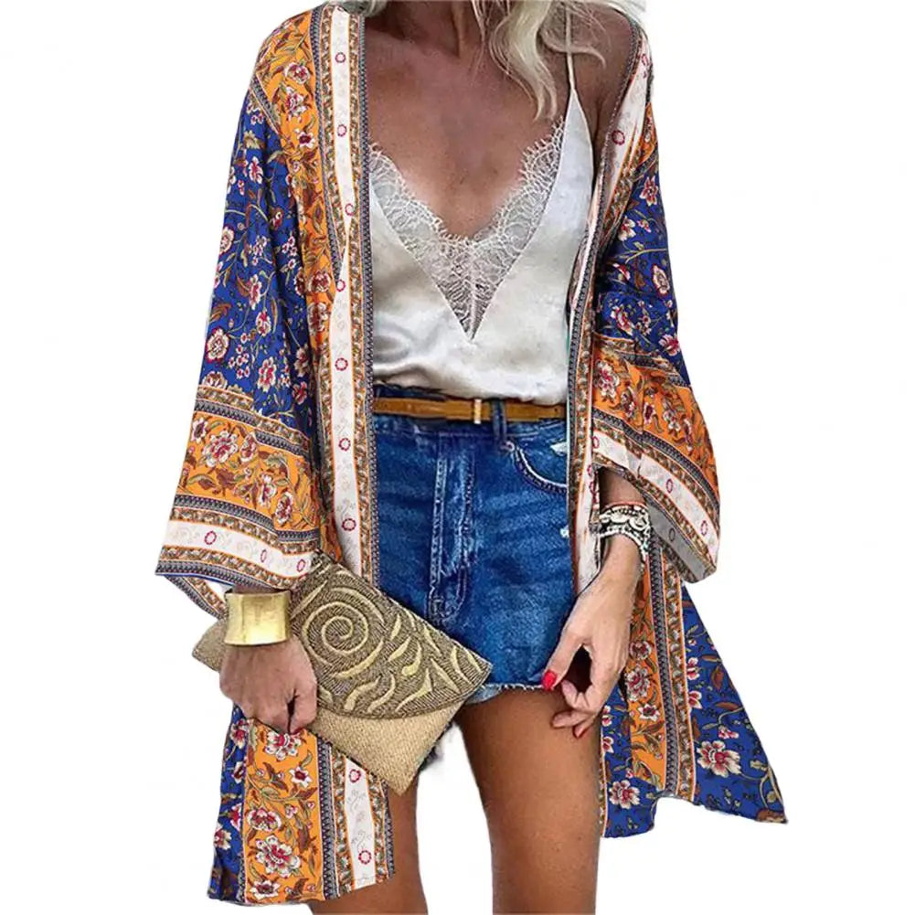 Women's Sunlit Sheer Cardigan Cover-Up styled with accessories at a resort