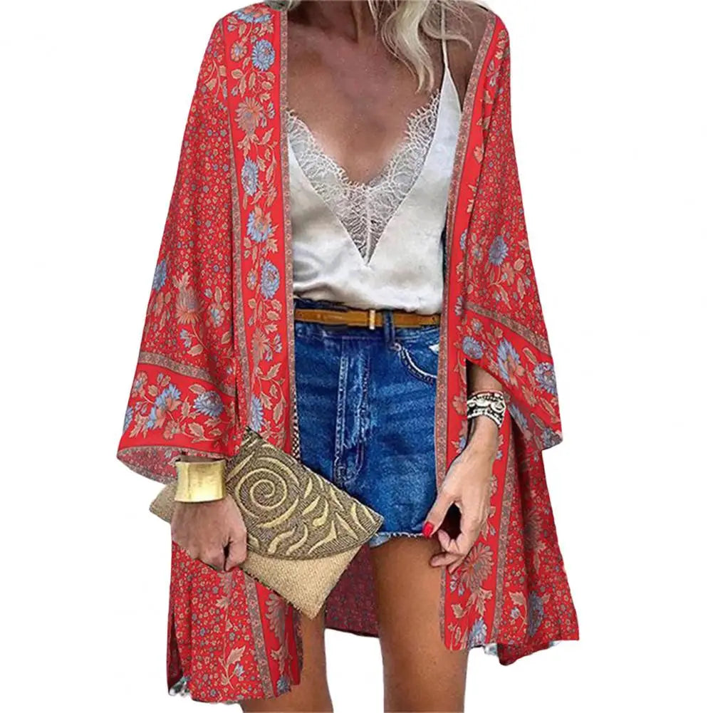 Sunlit Sheer Cardigan Cover-Up styled over a bikini for beach elegance