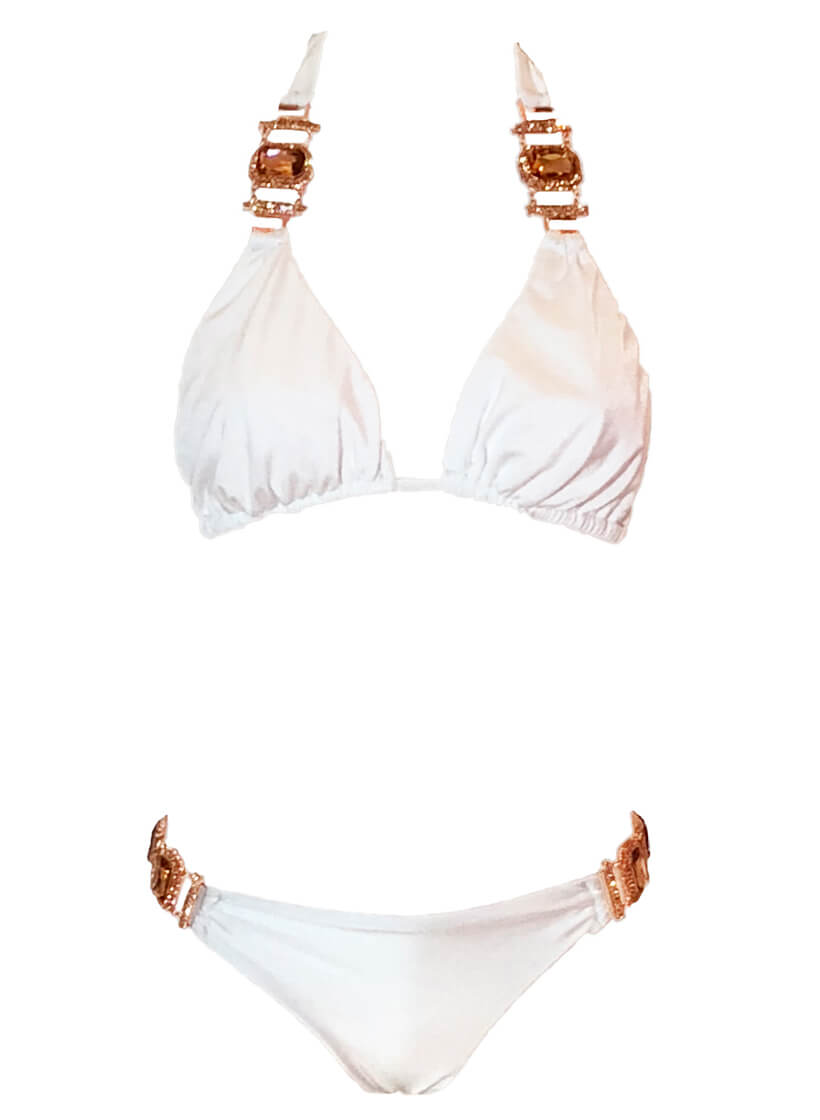 Tina Halter Top & Skimpy Bottom - White-2