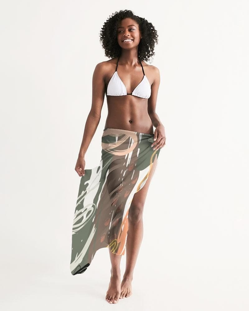 Sheer Circular Multicolor Green Swimsuit Cover Up-2