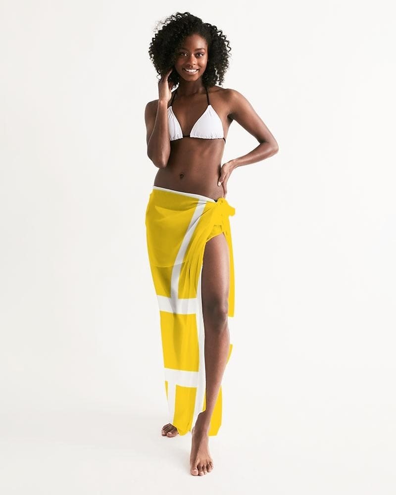 Sheer Colorblock Yellow Swimsuit Cover Up-3