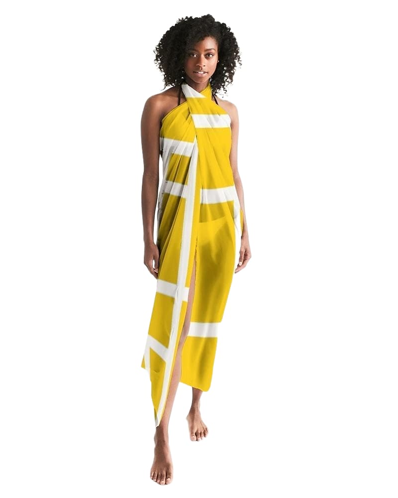 Sheer Colorblock Yellow Swimsuit Cover Up-0