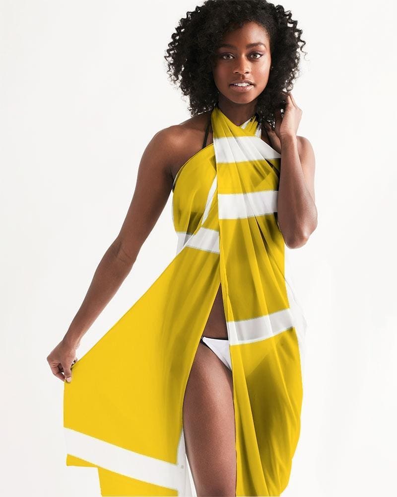 Sheer Colorblock Yellow Swimsuit Cover Up-1
