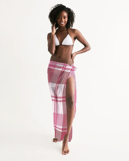 Sheer Plaid Pink Swimsuit Cover Up-3