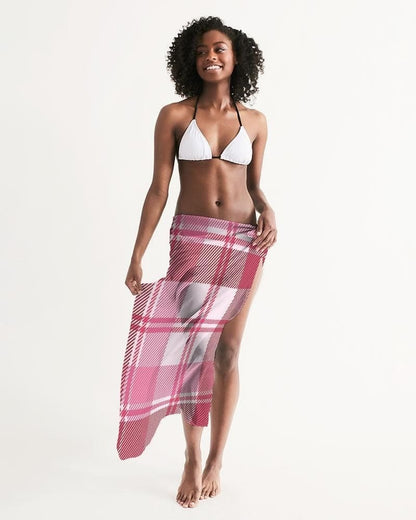 Sheer Plaid Pink Swimsuit Cover Up-2