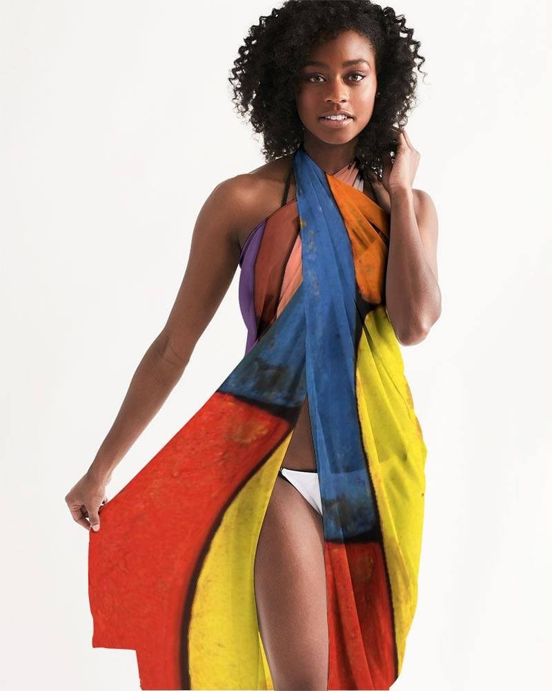 Sheer Sarong Swimsuit Cover Up Wrap / Block Multicolor-1