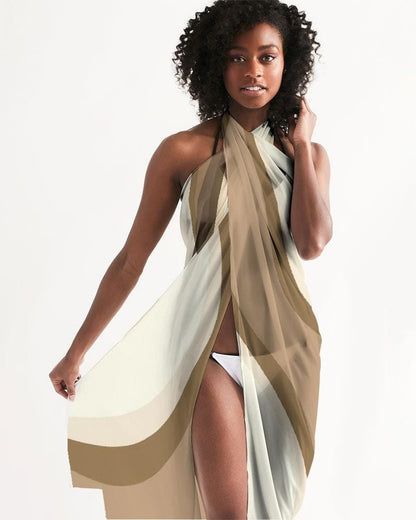 Sheer Sarong Swimsuit Cover Up Wrap / Brown Swirl-1