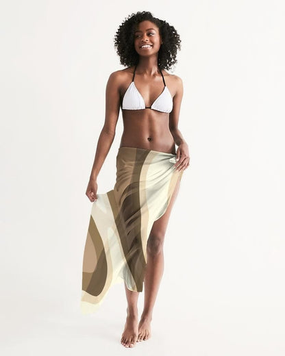 Sheer Sarong Swimsuit Cover Up Wrap / Brown Swirl-2