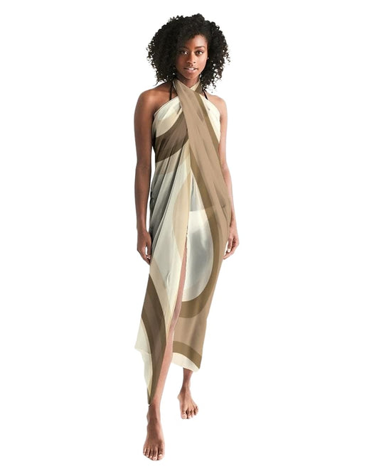 Sheer Sarong Swimsuit Cover Up Wrap / Brown Swirl-0