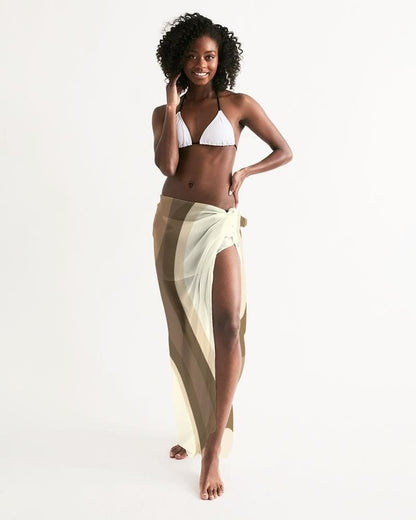 Sheer Sarong Swimsuit Cover Up Wrap / Brown Swirl-3