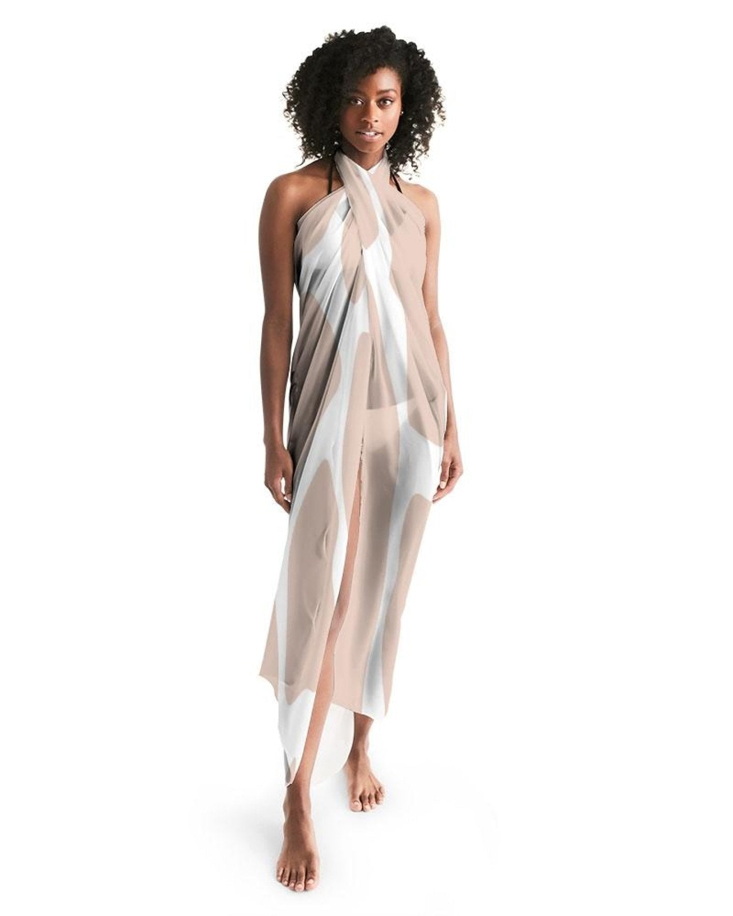 Sheer Sarong Swimsuit Cover Up Wrap / Peach Abstract-0