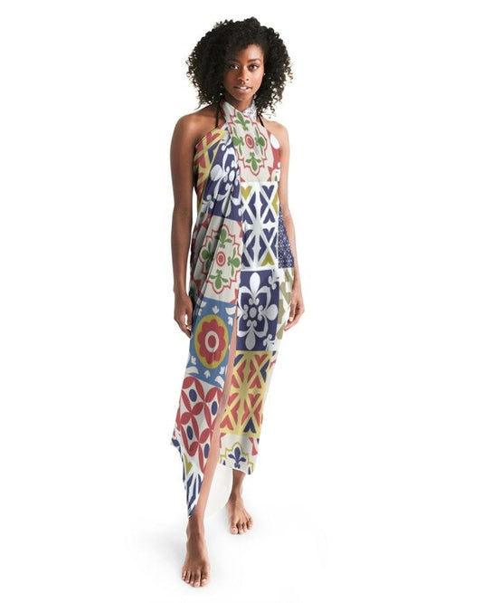 Sheer Swimsuit Cover Up Abstract Print Multicolor-0