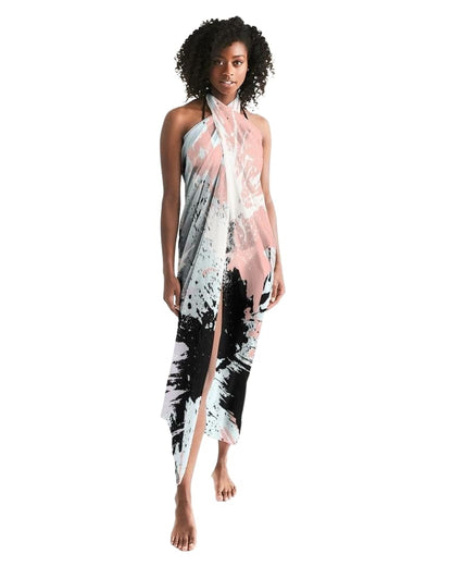 Sheer Swimsuit Cover Up Abstract Print Pastels-0