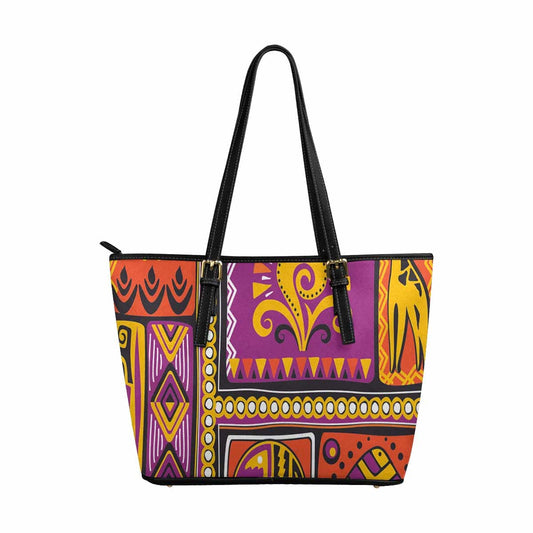 Large Leather Tote Shoulder Bag - Bohemian Pattern Illustration-0