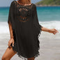 Women’s knitted sunflower design beachwear cover-up black 