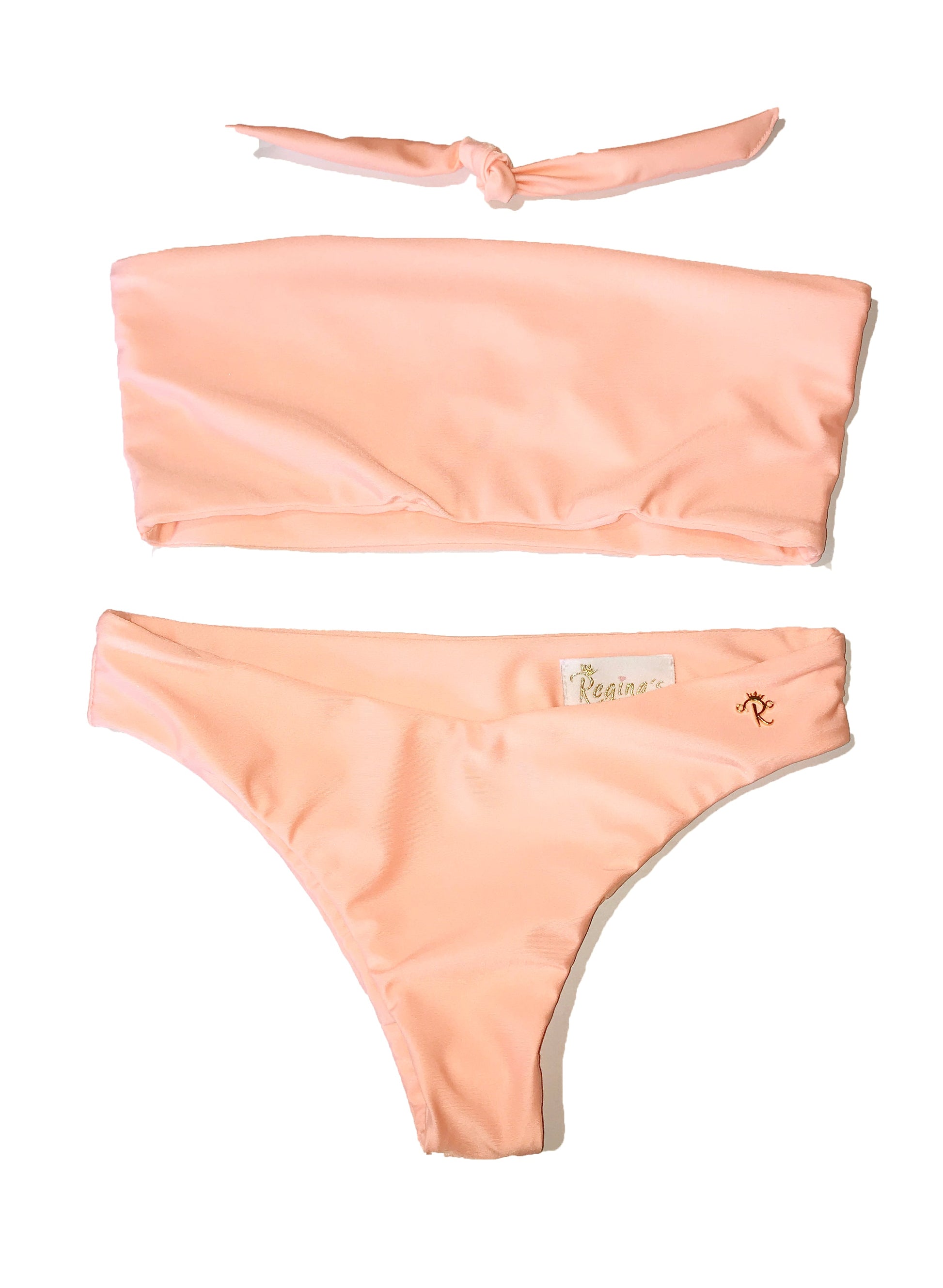 Zoey Bandeau Top & Classic Bottom - Peach-5