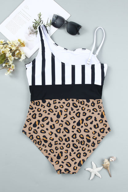Leopard & Stripes One-Piece Swimwear-8