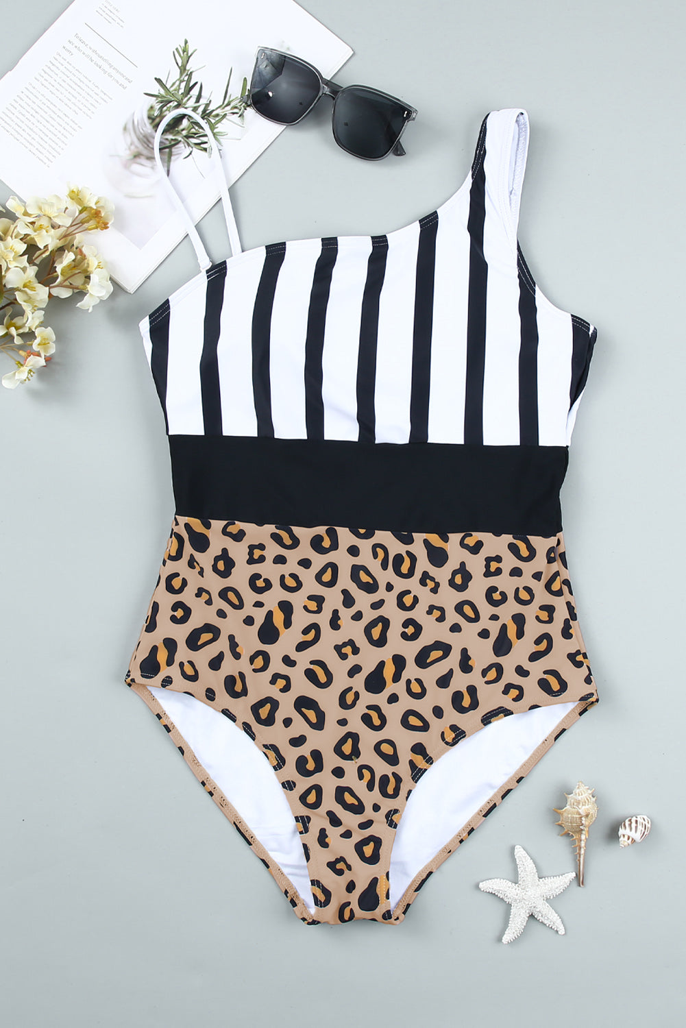 Leopard & Stripes One-Piece Swimwear-7
