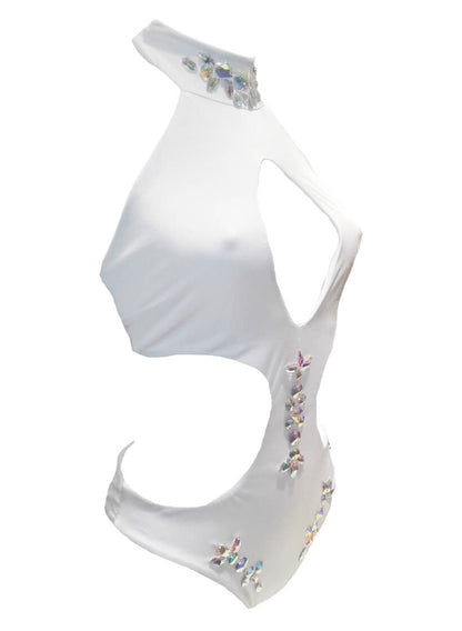 Malibu Rhinestone One Piece Swimsuit – White Chic Elegance by BikiniLov