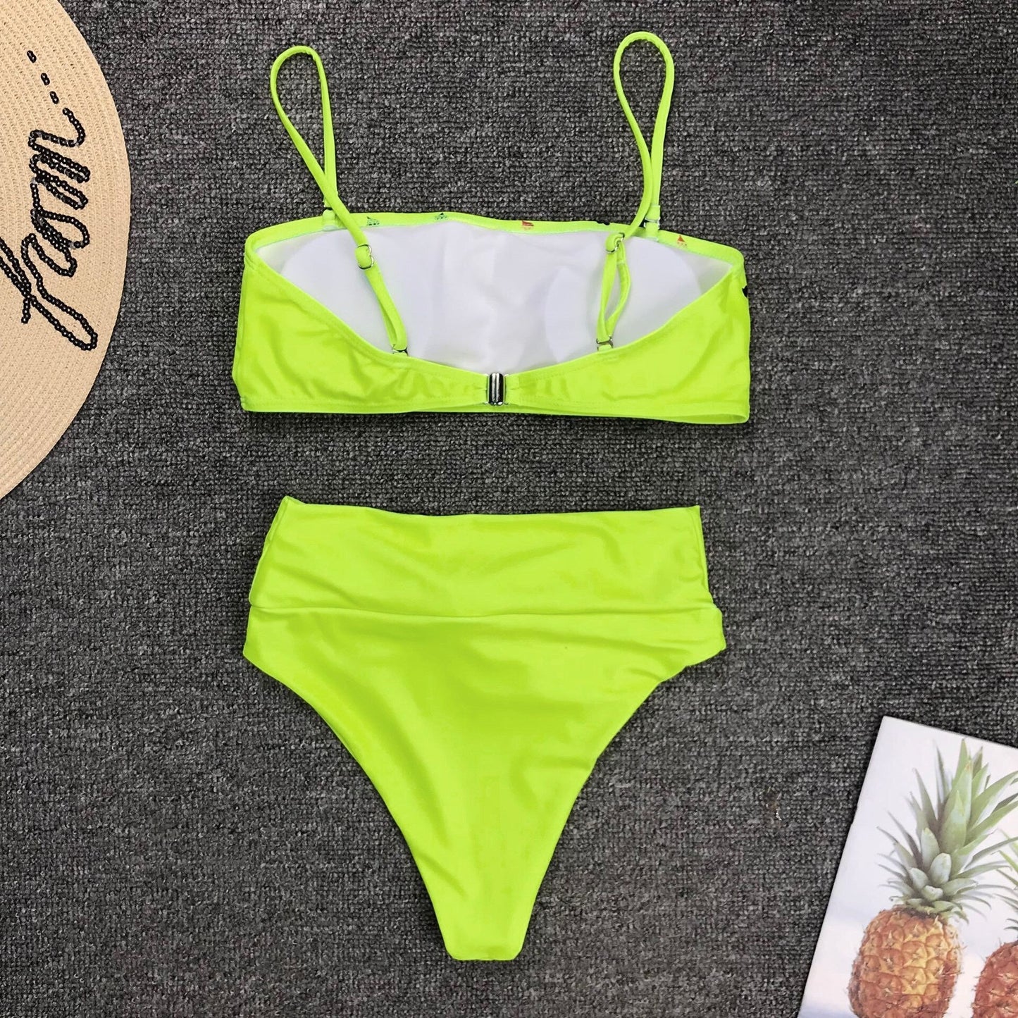 New Two Piece Love Bowknot Belt Solid High Waist Bikini Swimming Suit  Sexy Swimwear Women Swimsuit Cute  Bathing Suit Beachwear