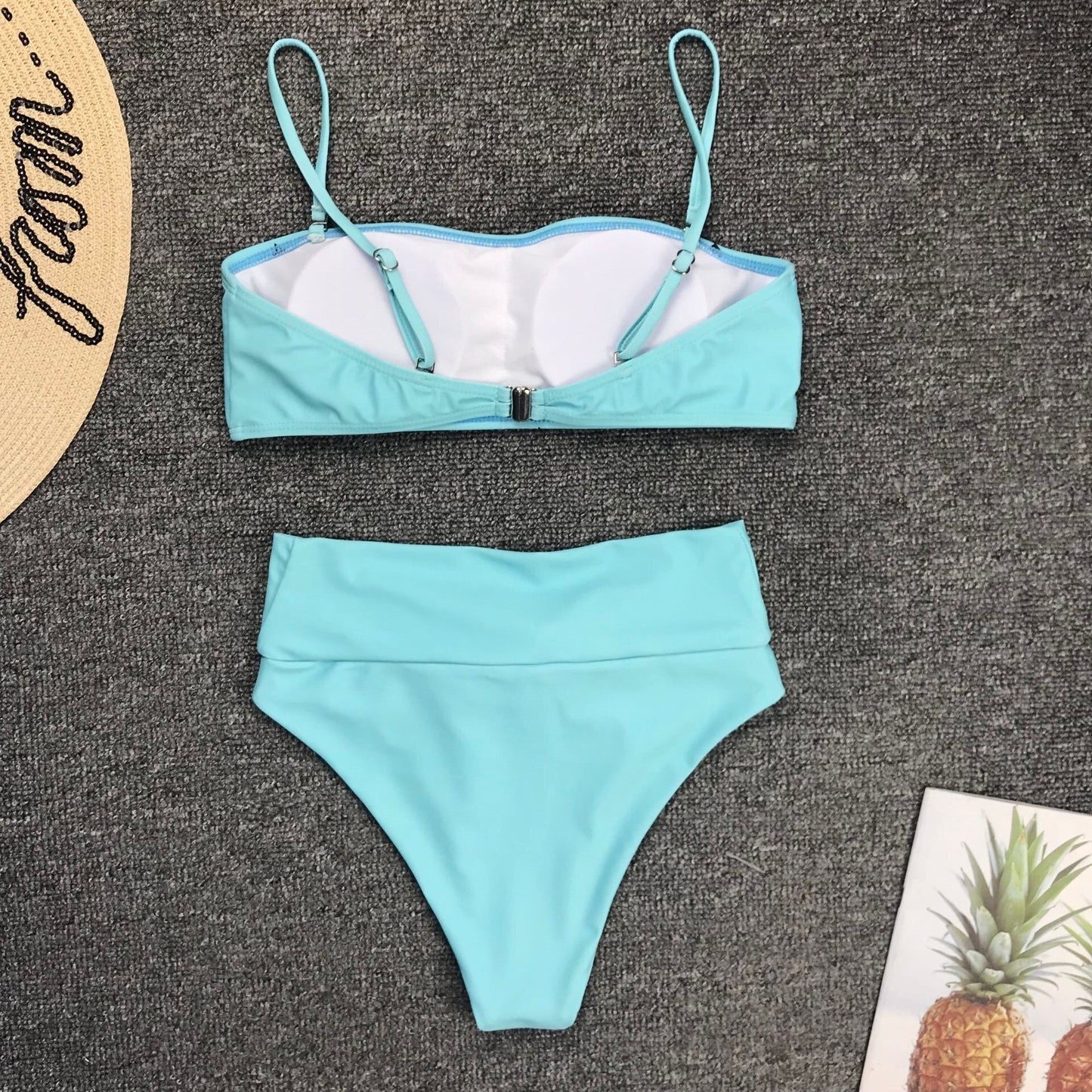 New Two Piece Love Bowknot Belt Solid High Waist Bikini Swimming Suit  Sexy Swimwear Women Swimsuit Cute  Bathing Suit Beachwear